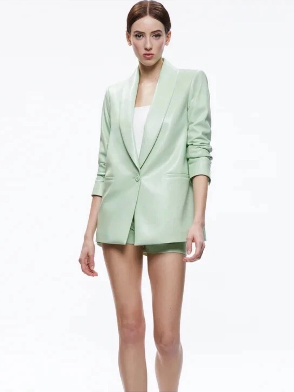 Alice + Olivia Mint Green Single-Button Blazer
